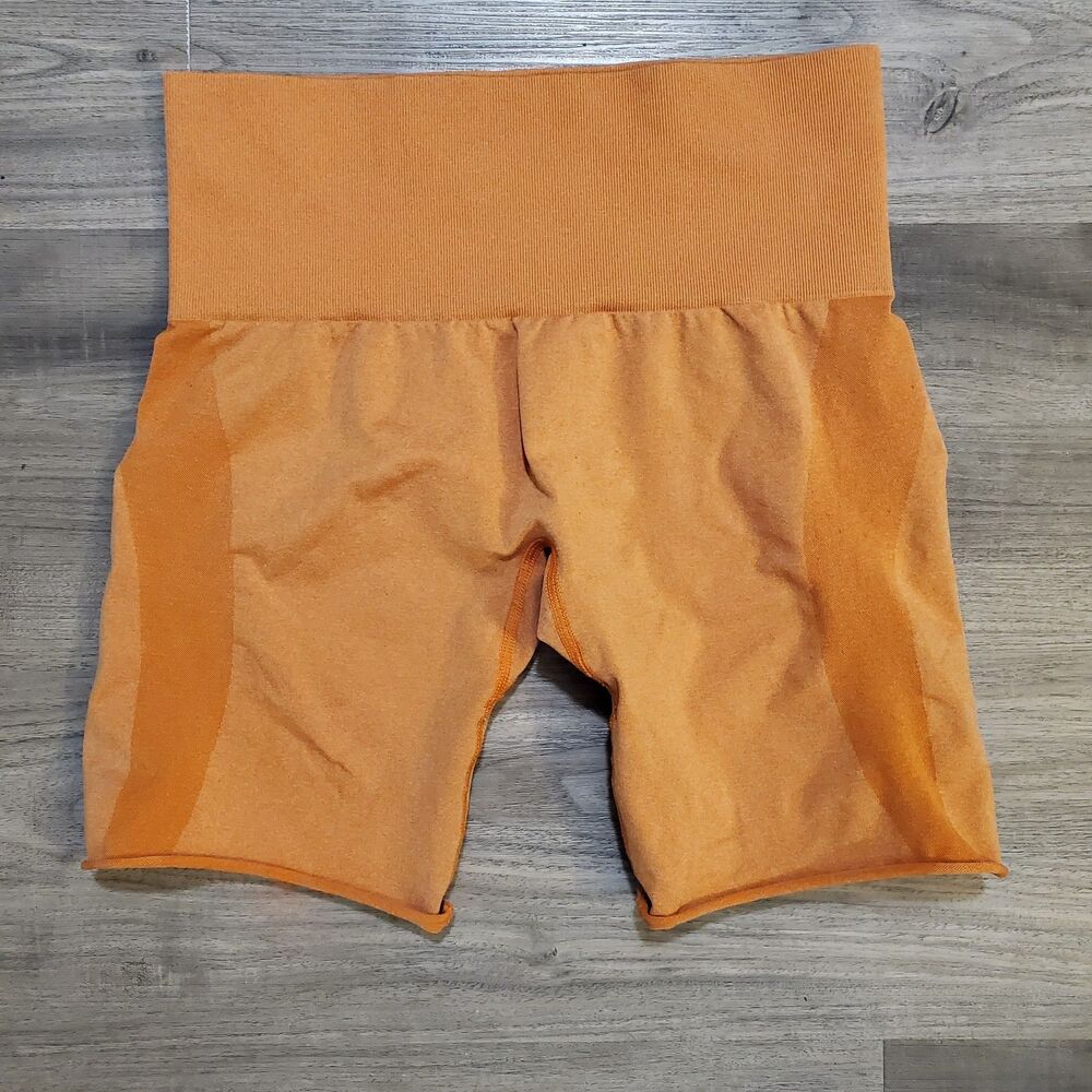 NVGTN Bright Orange Contour Athletic Shorts Size S Fitness Bicyclist Workout